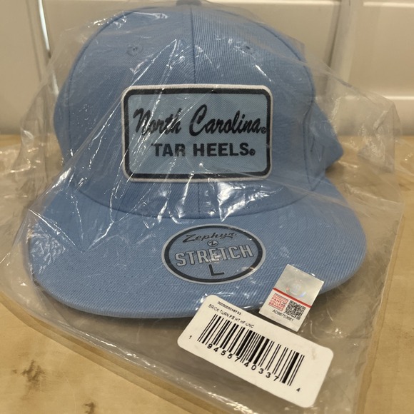 Zephyr Other - Zephyr North Carolina Tar Heels Script Flat Hat Cap Stretch Flex Large - Blue